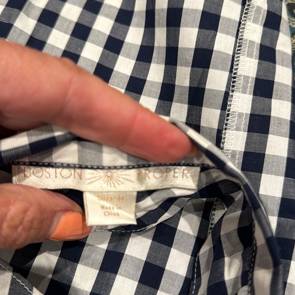 Boston Proper navy blue and white checkered halter dress size 8 - Picture 7 of 7